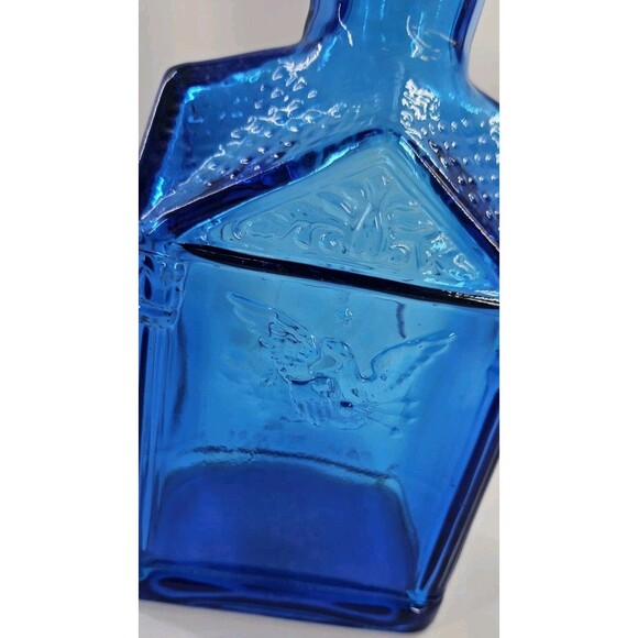 Wheaton Cobalt Blue Glass Bottle Decanter Embossed Paul Revere 1775 Vintage 60s - Picture 7 of 10